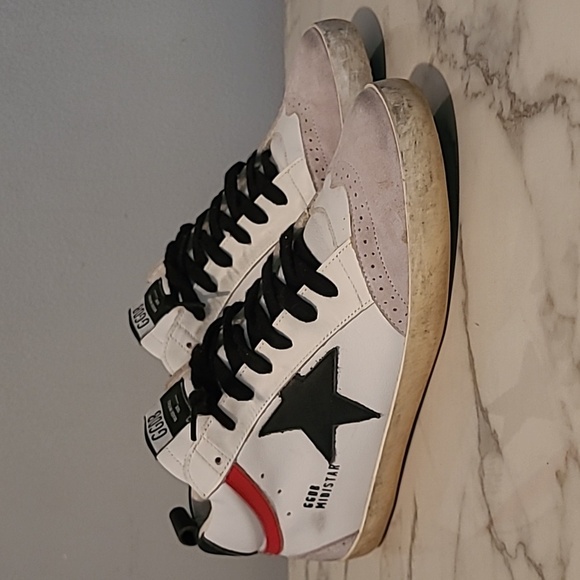 Golden Goose Mid Star Ice Nabuk Black Star Leather Suede Grunge Sneakers Mens 11 - Picture 2 of 16